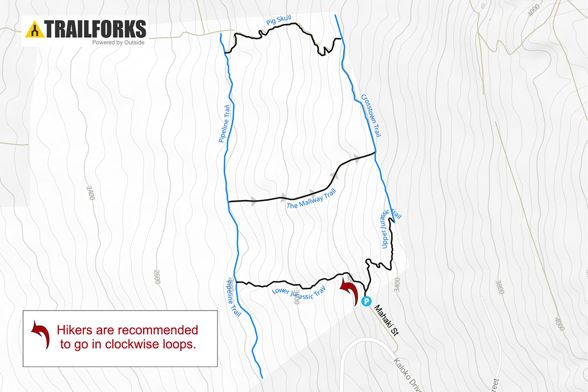 Map of Makāula-‘O‘oma (Kaloko) Trails